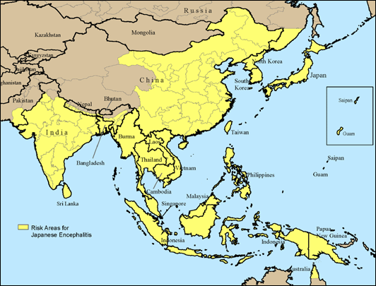 Map 4-3. Geographic distribution of Japanese encephalitis